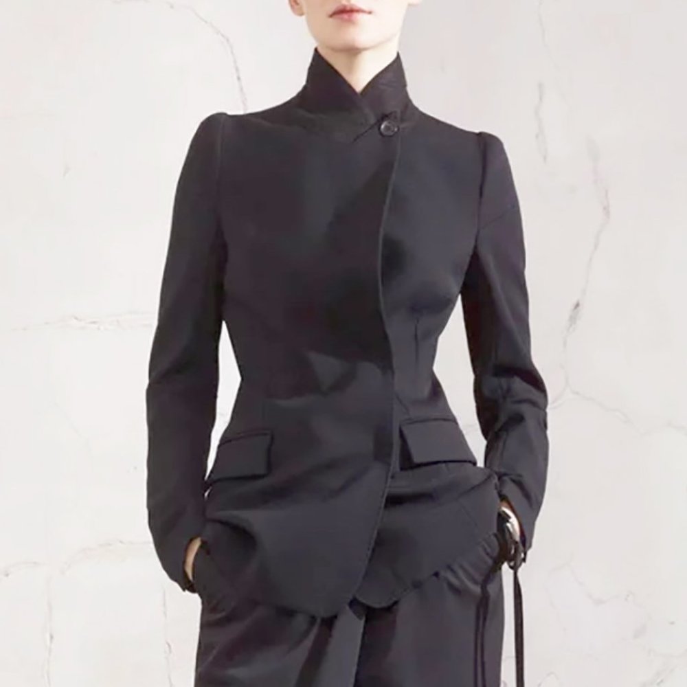 Maison Martin Margiela X H&M Narrow Shoulder Jacket Blazer Black EU 38 US 8